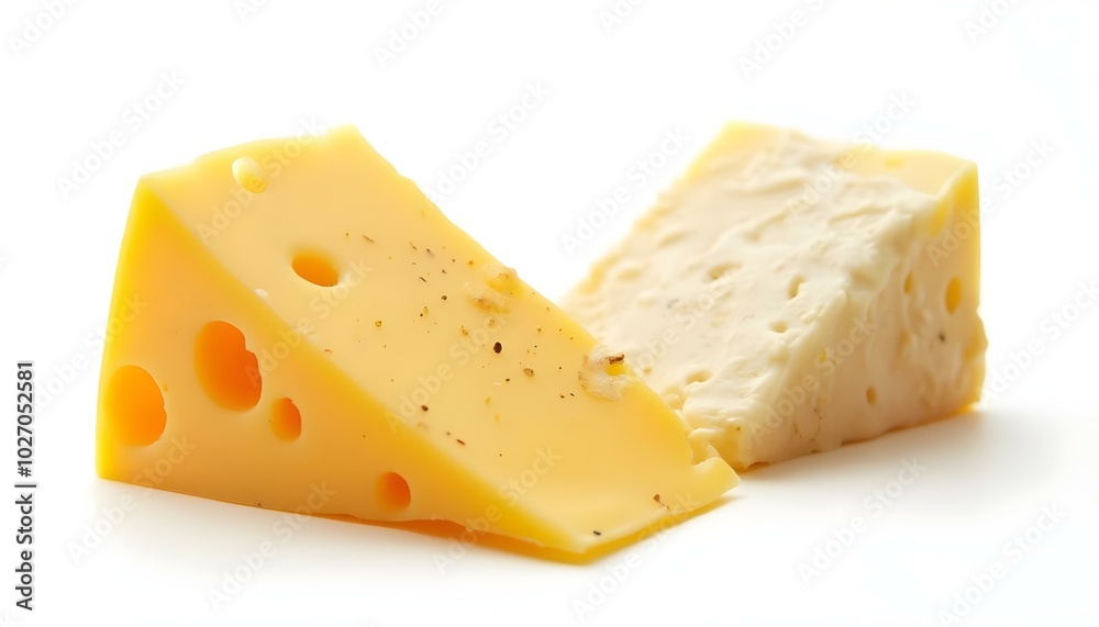 A piece of cheese on a white background A piece of cheese on a white background