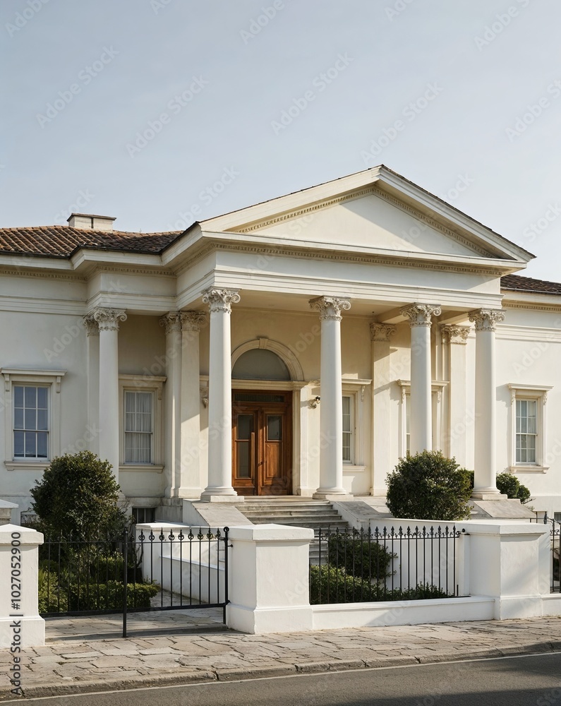Obraz premium a neo classical architecture house with columns on plain white background