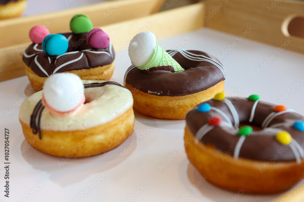 a donut dessert on display a donut dessert on display