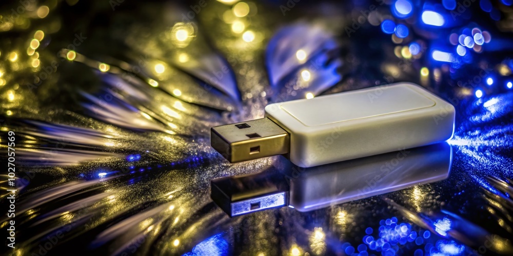 Surreal White USB Flash Drive Floating in Dreamlike White Space for Digital Storage Concepts Surreal White USB Flash Drive Floating in Dreamlike White Space for Digital Storage Concepts