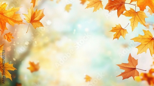 Autumn Leaves Floating in a Soft Breeze