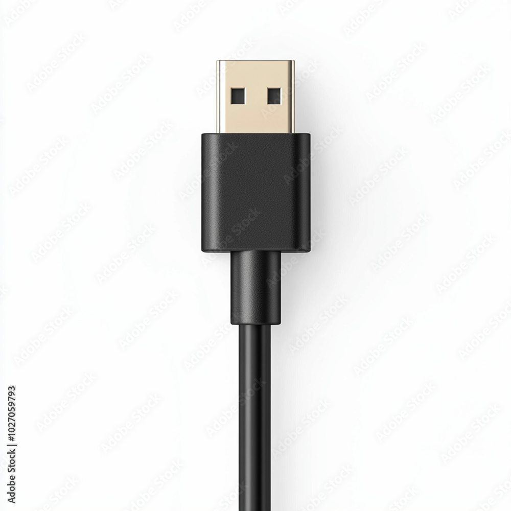 Close up USB cable plug isolated on white background Close up USB cable plug isolated on white background