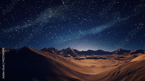 Starlit Desert Landscape at Night