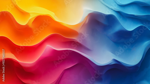 A colorful wave with red, yellow, and blue colors. The colors are vibrant and the wave is long