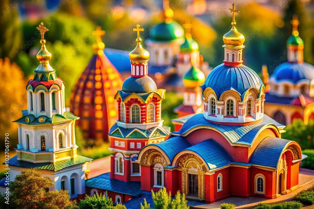 Fototapeta premium Tilt-Shift Photography of the Majestic Cupolas of The Orthodox Church of The Holy Spirit
