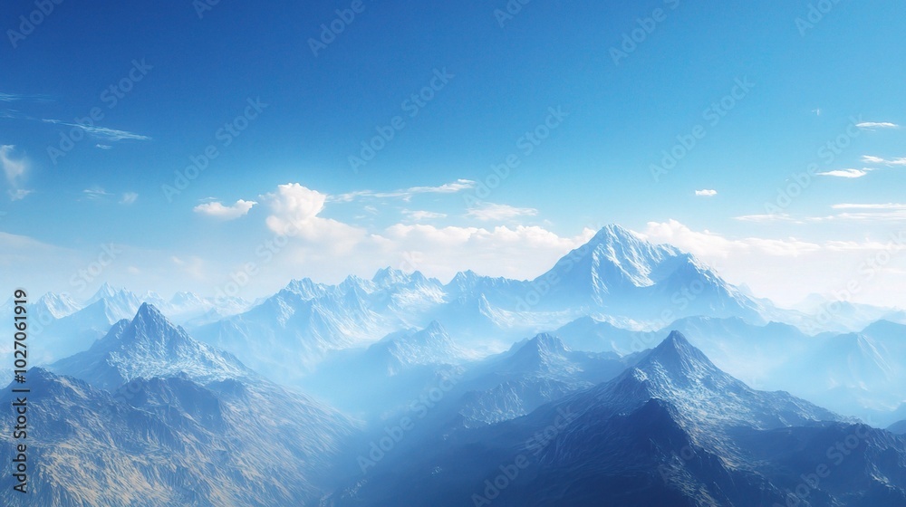 Serene Mountain Landscape Under Clear Blue Sky Serene Mountain Landscape Under Clear Blue Sky