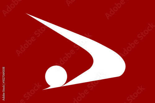 Flag of Akita Prefecture (Japan) - vector, autumn field, is a white stylized katakana character for the syllable a on a wine-red background