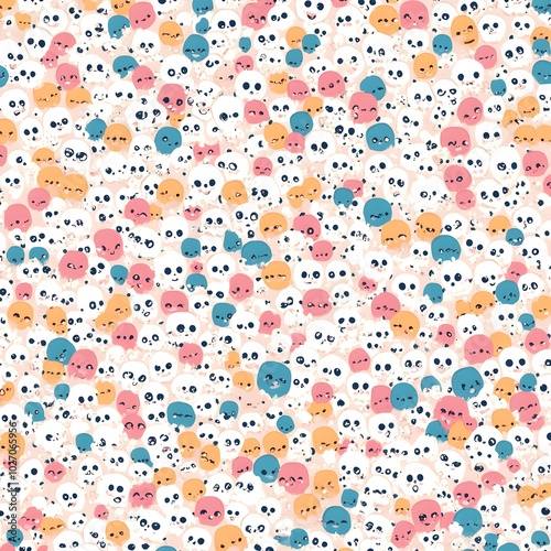 Cute Skulls Seamless Pattern