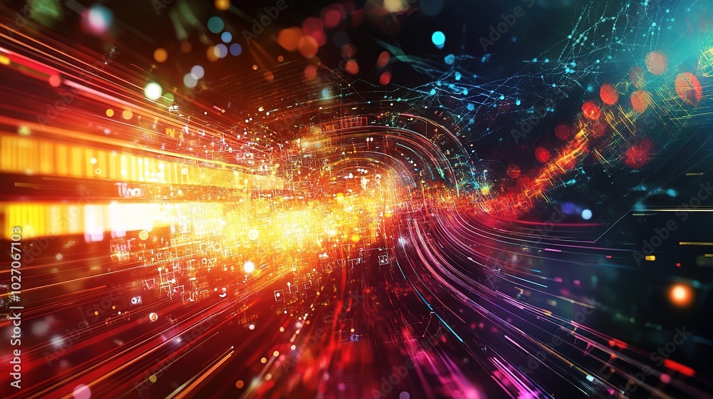 Obraz premium Colorful Abstract Light Trails in Digital Space