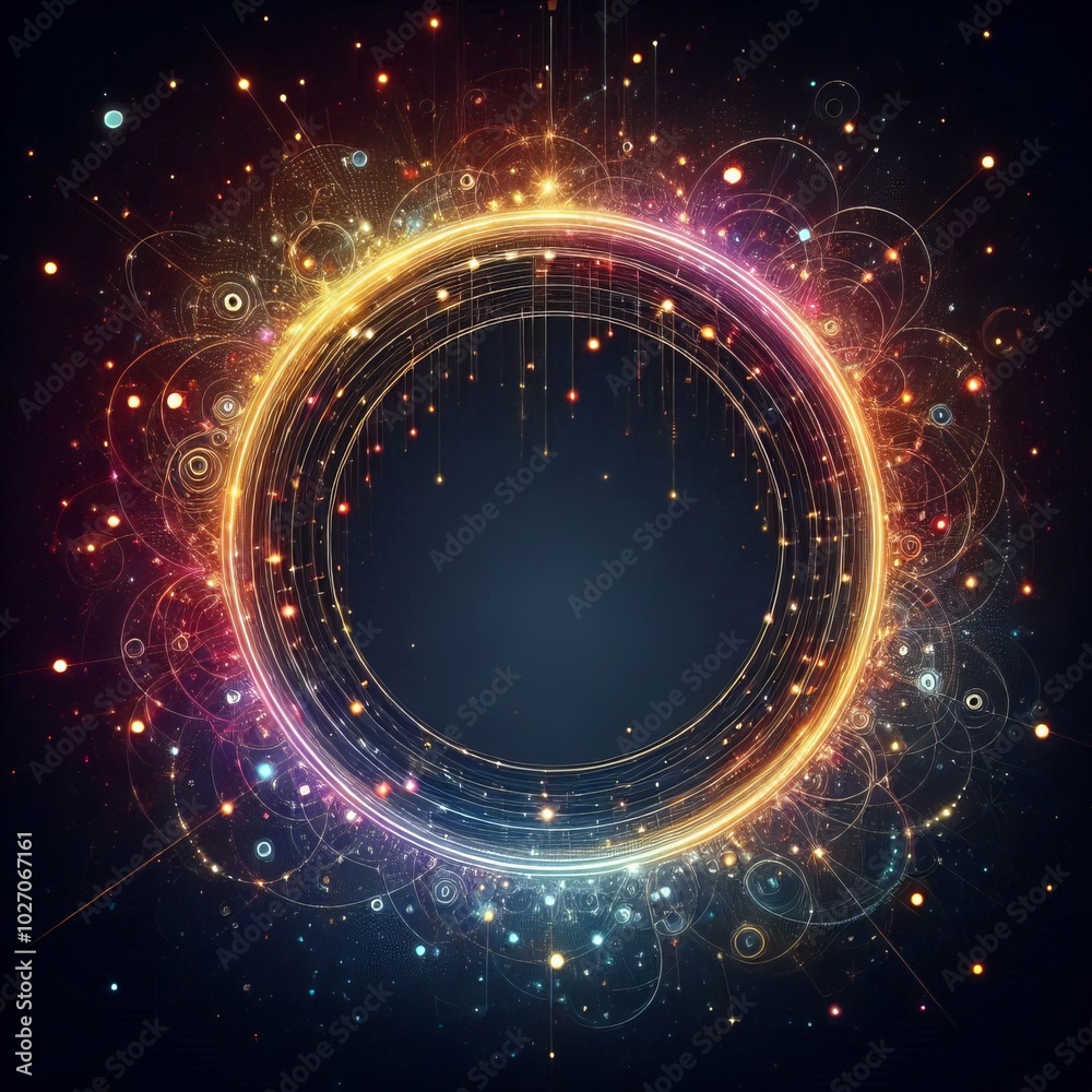 Obraz premium Abstract background featuring stars with space for text and circles creating a cosmic feel