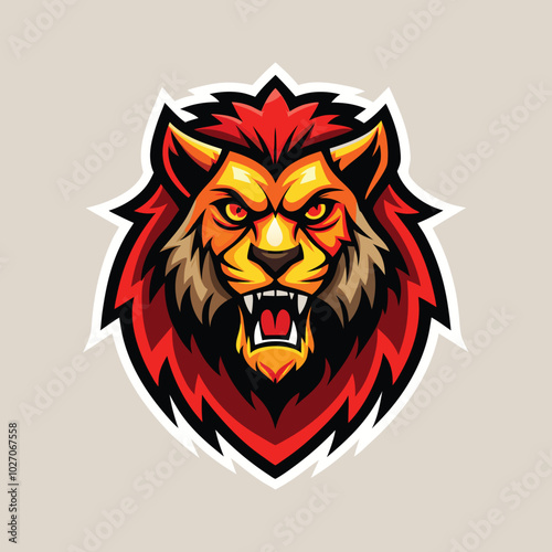 Angry lion  logo vector illustration.