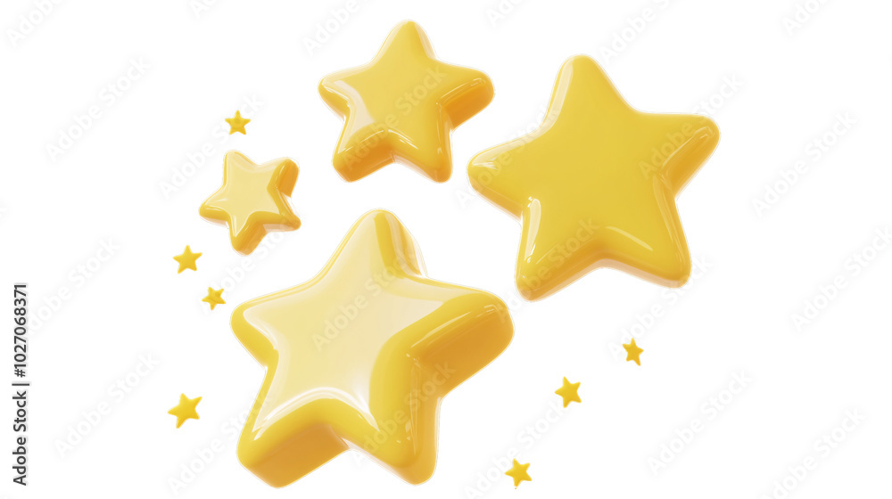 golden stars shaped 3d render icon isolated on white and transparent background. golden stars shaped 3d render icon isolated on white and transparent background.