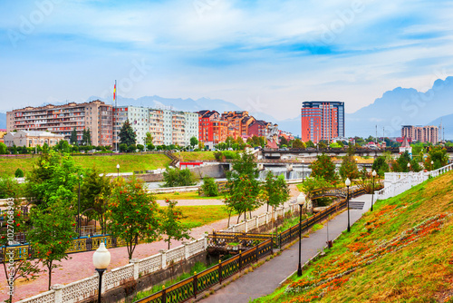 Terek river embankment in Vladikavkaz photo