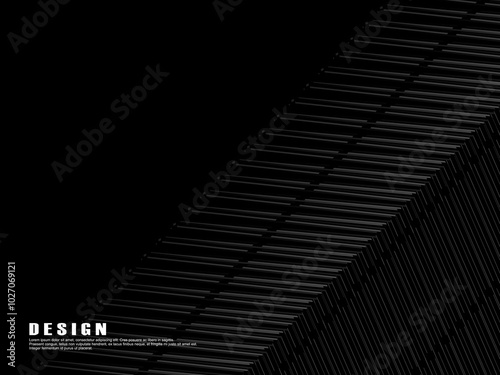 Black abstract geometric background. Modern shape concept. Black gradient lines poola background. photo