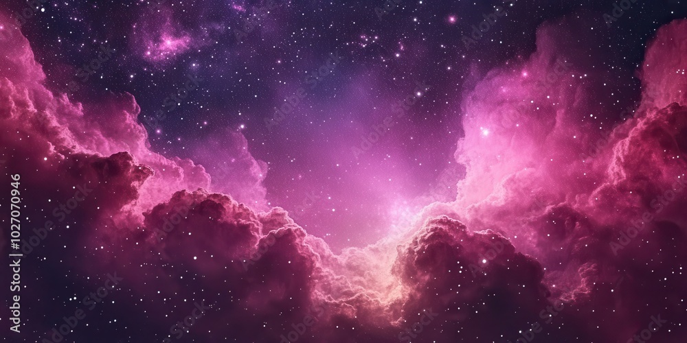 Naklejka premium Abstract Starlight with Pink and Purple Cloudscape in Celestial Harmony
