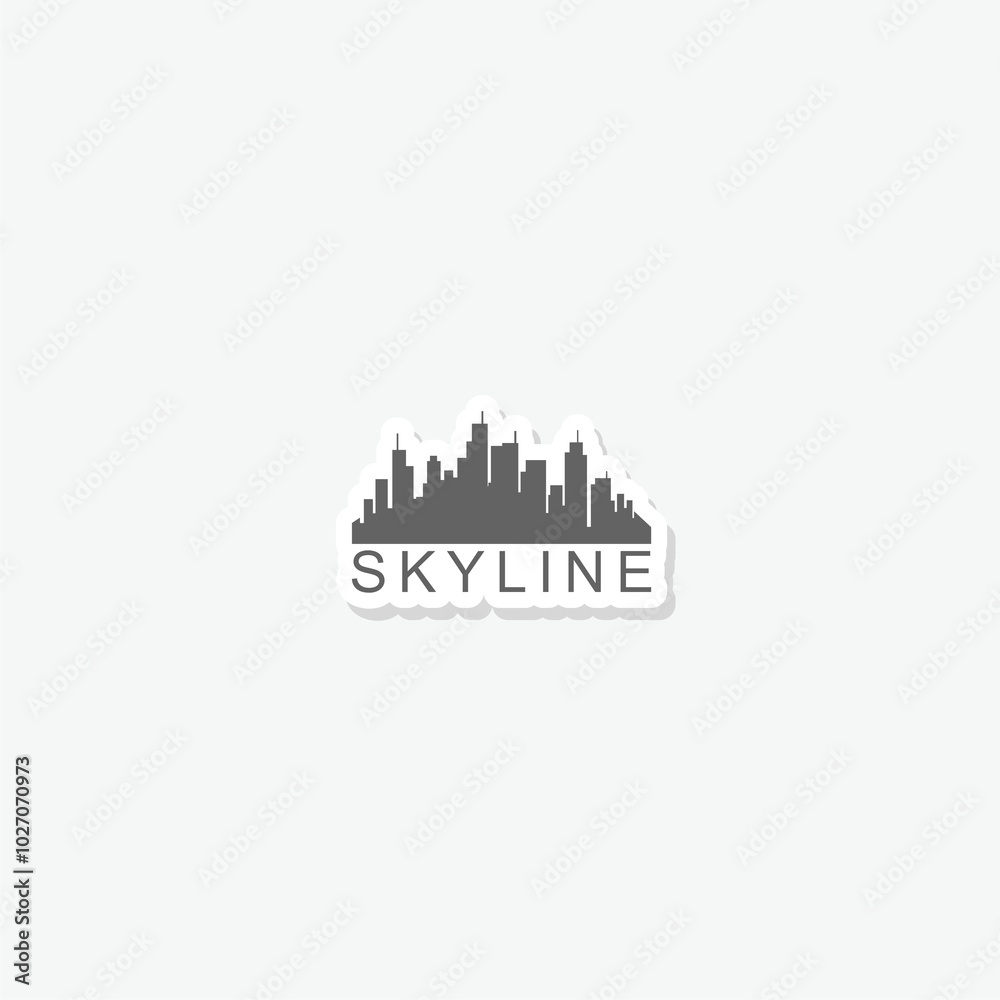 Skyline icon sticker isolated on gray background Skyline icon sticker isolated on gray background