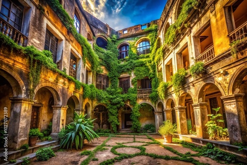 Urban Exploration of a Majestic Building with a Central Courtyard