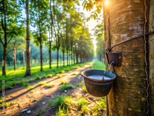 Urban Exploration of Hevea Brasiliensis: Natural Rubber Harvesting in Cityscapes photo