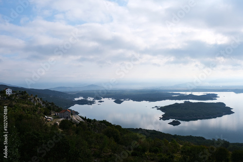 Morning over a mountain lake in Montenegro