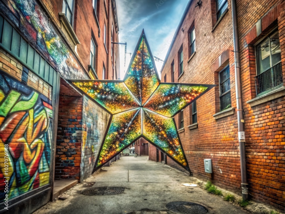 Fototapeta premium Urban Star Icon Graffiti Spray Paint Vector Art with Street Style for Trendy Decor