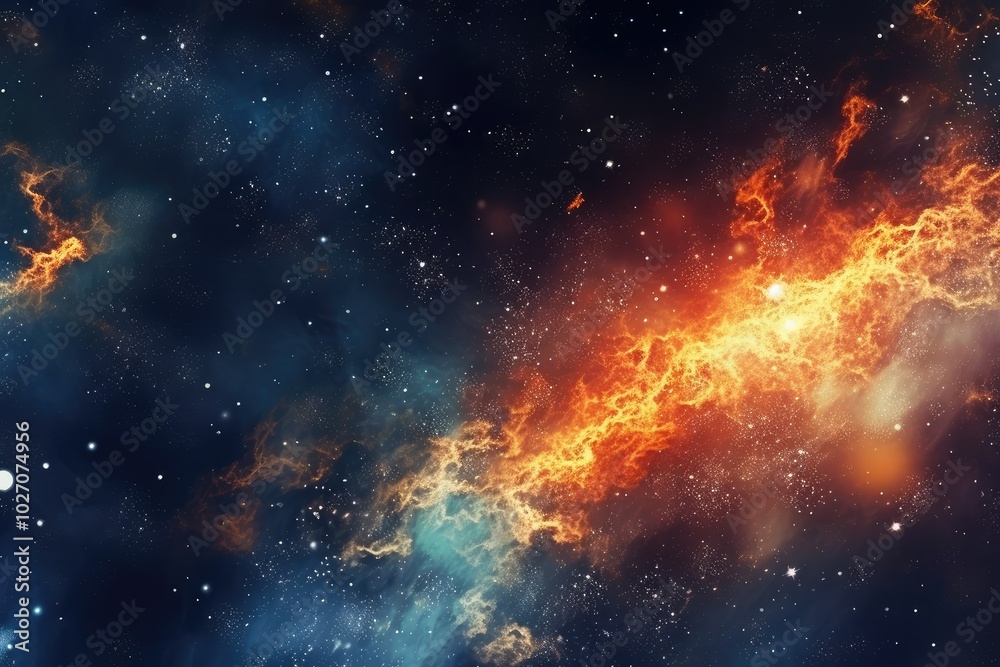 Fototapeta premium Fiery Cosmic Nebula in Space
