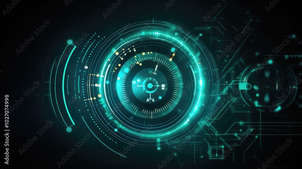 Futuristic Digital Interface with HUD Elements Futuristic Digital Interface with HUD Elements