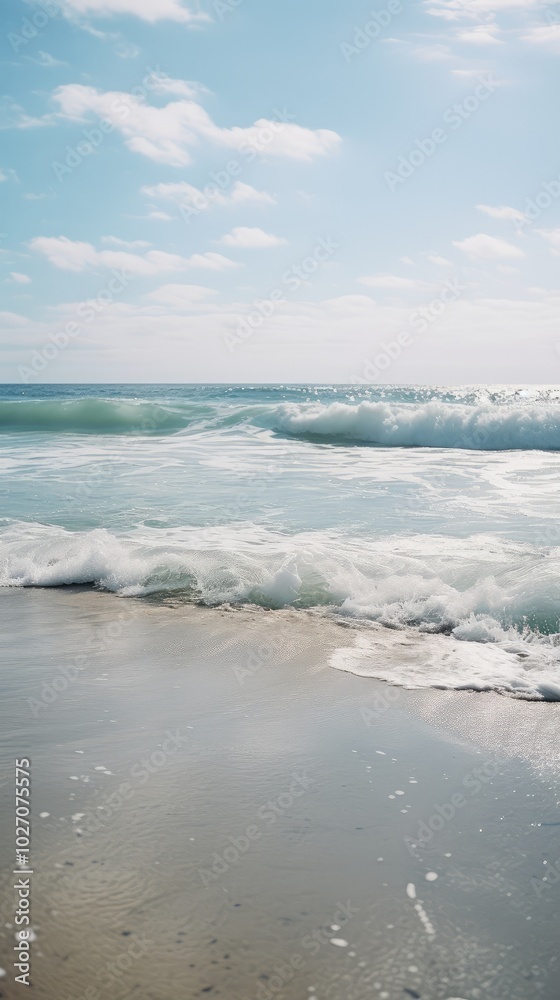 Fototapeta premium Serene Ocean Waves on Sandy Beach