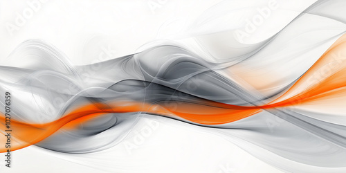 A digital art of flow waves of orange and white in a dynamic pattern an abstract background. AI generation