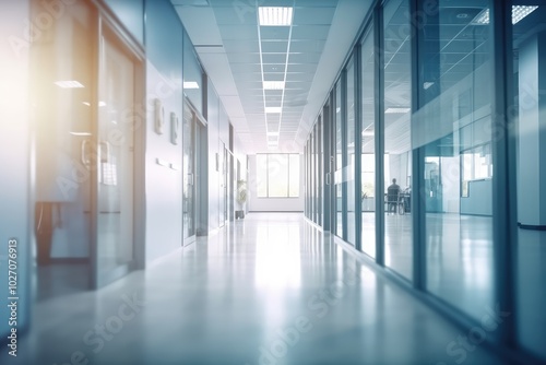 Wallpaper Mural Modern Office Corridor with Glass Walls Torontodigital.ca