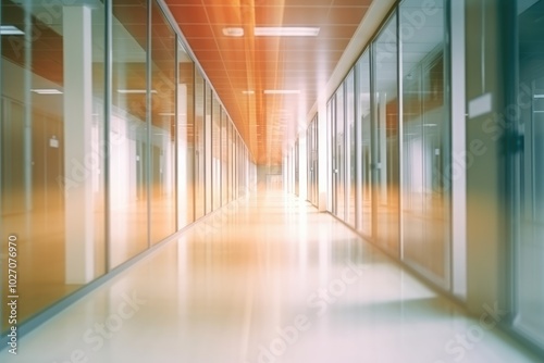 Wallpaper Mural Modern Office Corridor with Glass Walls Torontodigital.ca