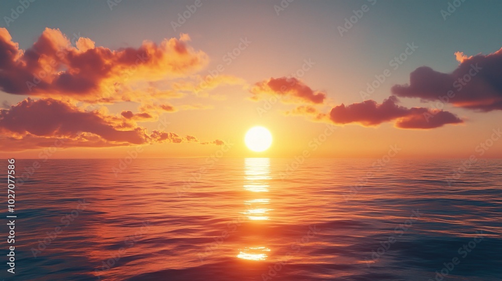 Serene Sunset Over Tranquil Ocean Waters Serene Sunset Over Tranquil Ocean Waters