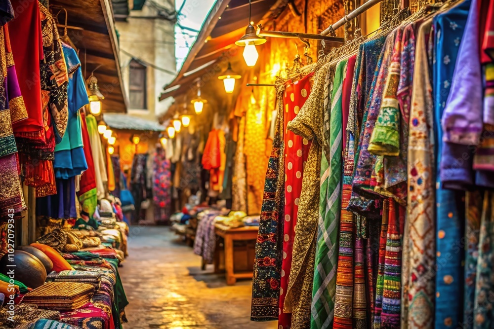 Vibrant Clothes Hanging in a Street Market Stall - Macro Photography for Textile and Fashion Enthusiasts Vibrant Clothes Hanging in a Street Market Stall - Macro Photography for Textile and Fashion Enthusiasts