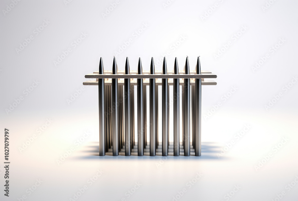 Sleek Metallic Pillars in Artistic Arrangement Sleek Metallic Pillars in Artistic Arrangement