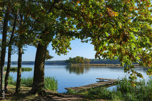 Zalew Zemborzycki in Lublin, autumn weather, golden Polish autumn