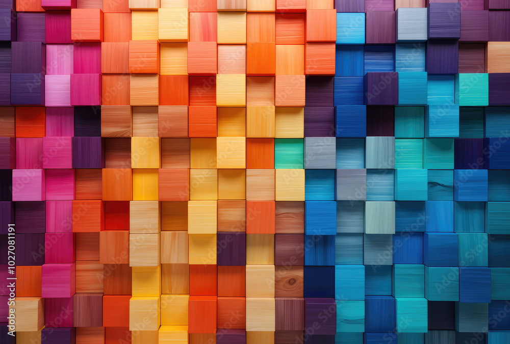 Vibrant Cube Mosaic for Modern Artistic Background Vibrant Cube Mosaic for Modern Artistic Background