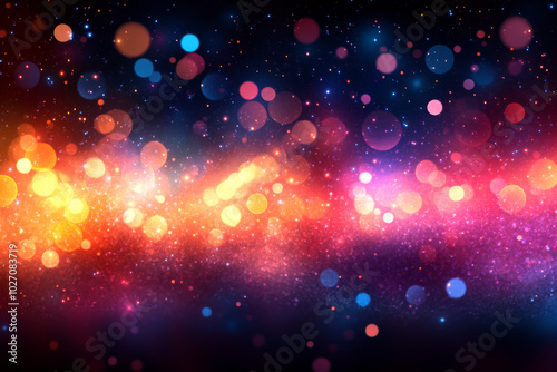 Colorful abstract bokeh lights on a black background for artistic designs