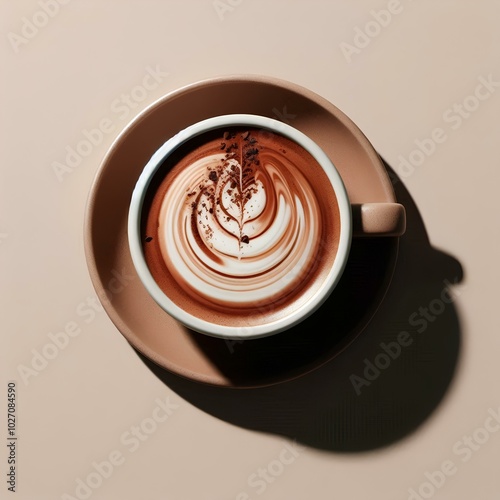 a cup of mocha coffee with a minimalist snap style. photo