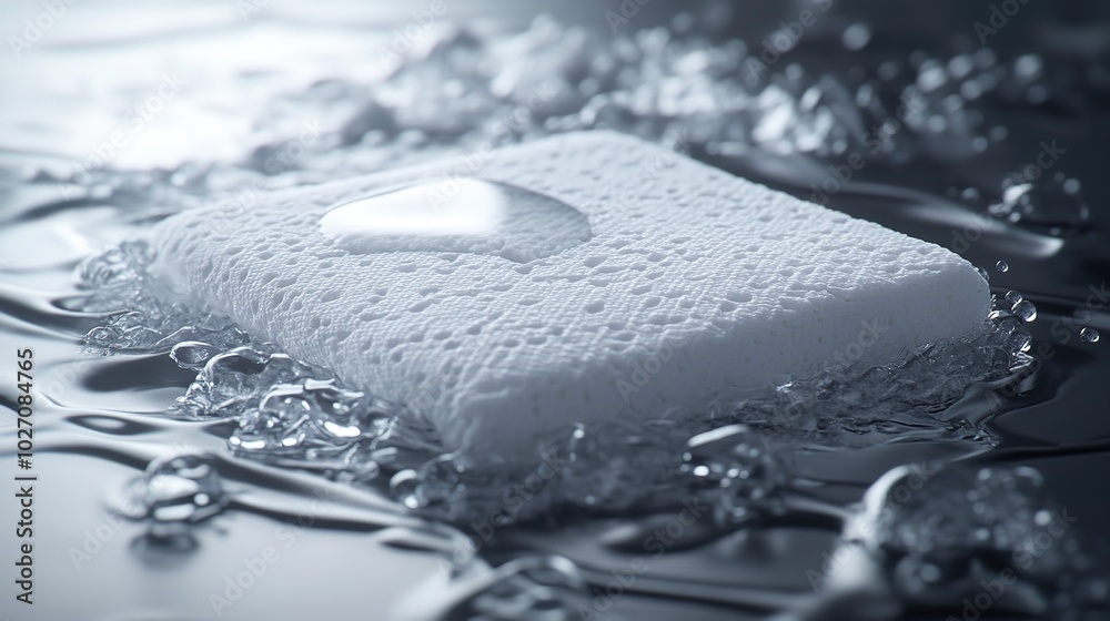 Drops of water flow through a layer of white fabric fiber.diapers and adults, sanitary napkins, mattress pads to absorb, 3d rendering.
Drops of water flow through a layer of white fabric fiber.diapers and adults, sanitary napkins, mattress pads to absorb, 3d rendering.
