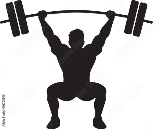 Weightlifter Silhouette - Man Performing Barbell Squat
