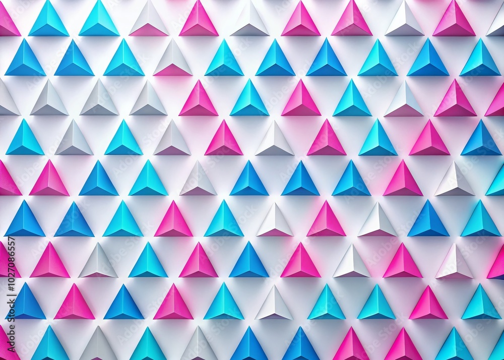 Vibrant pink and blue triangles create a striking pattern against a crisp white background, perfect for contemporary design projects seeking a Vibrant pink and blue triangles create a striking pattern against a crisp white background, perfect for contemporary design projects seeking a