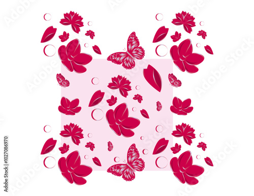 Pink flower repat pattern seamless AOP background & wallpaper.