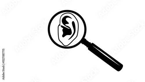 medical hearing test, black isolated silhouette
