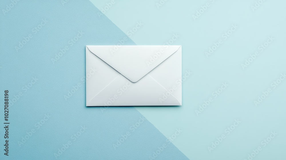 A simple white envelope on a light blue background for correspondence A simple white envelope on a light blue background for correspondence