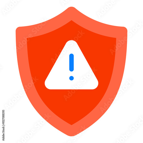 A bold red shield icon featuring a prominent exclamation mark, symbolizing alerts, caution, and security in digital environments.
