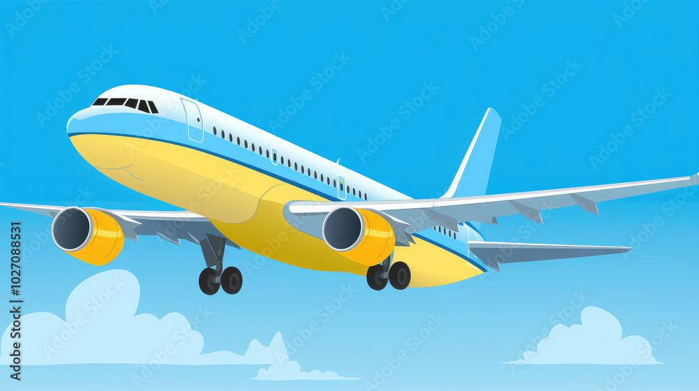 Fototapeta premium Soaring High: Modern Air Travel Illustration