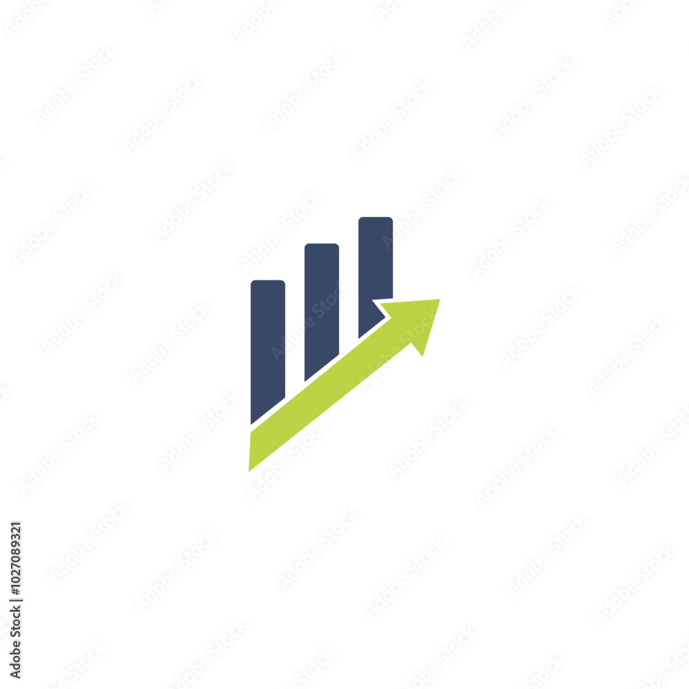 Growing business bar chart Profit arrow Vector illustration. Growing business diagram concept. Sales symbol icon concept with arrow Growing business bar chart Profit arrow Vector illustration. Growing business diagram concept. Sales symbol icon concept with arrow