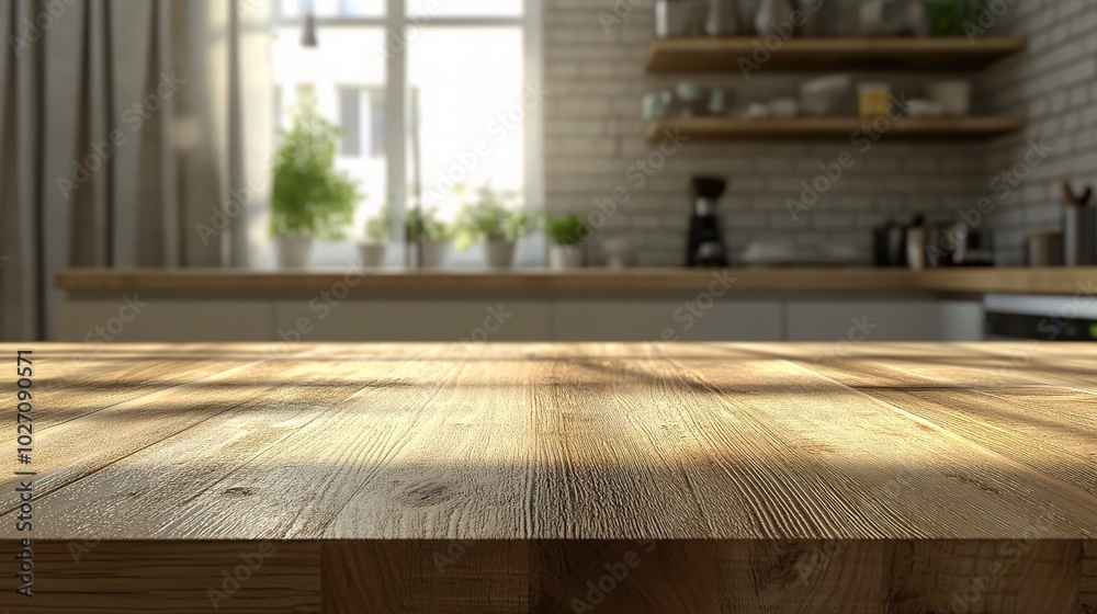 Cozy Kitchen with Wooden Table and Bright Natural Light Cozy Kitchen with Wooden Table and Bright Natural Light