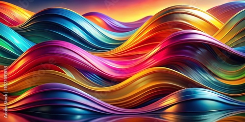 Vibrant waves in a digital art style, perfect for modern decor and print design, creating a lively atmosphere that's both captivating and visually