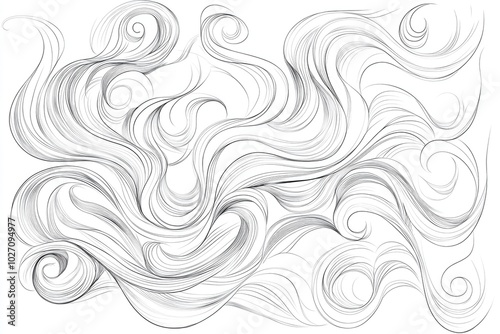 A flowing abstract design featuring swirling lines and curves, creating a sense of movement and fluidity in a minimalist style. photo