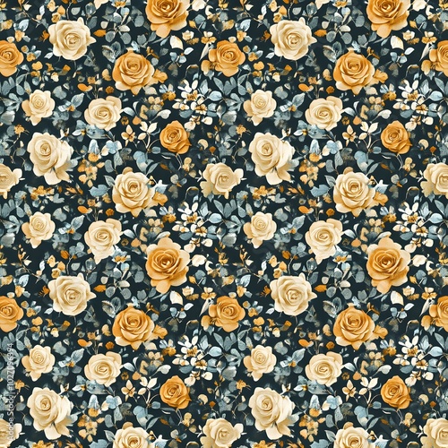 Vintage Floral Pattern with Roses